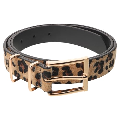CLISPEED Cinturón Estampado de Leopardo para Mujer, Cinturón Ancho de Moda Hebilla Dorada, Accesorio para Jeans y Eventos Casuales