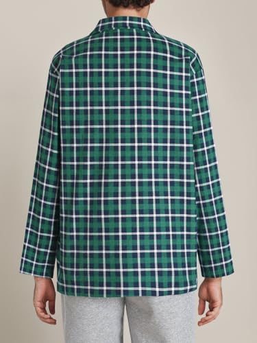 Esenchel Men's Cotton Flannel Sleep Shirt Button Down Pajama Top2