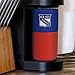 Rico Industries NHL New York Rangers 16 oz Ceramic Tumbler with Silicone Grip, Deep Laser Engraved, Royal Blue and Red Colored Design with Slide Lid, Travel Coffee Mug, Matte Glaze
