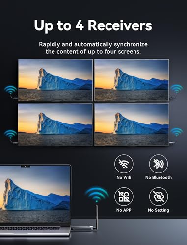Image of VENTION Wireless HDMI Transmitter and Receiver 656FT with LED Screen, Up to 6 RXs, Heat-Control, Plug & Play Wireless HDMI Extender Kit 4K Decode to Monitor from PC /Projector /TV Box(1TX+2RX)
