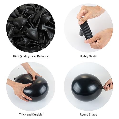Black Balloons, 140pcs Black 18 12 10 5 Inch Different Sizes Pack Party Latex Balloons for Birthday Halloween Holiday Balloon Garland as Party Decorations - Image 5