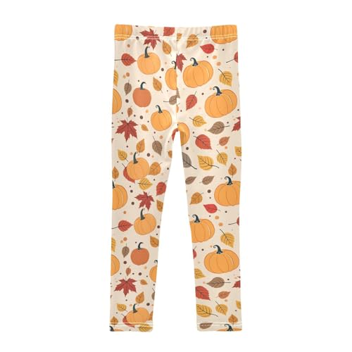 Maple Leaf Pumpkin Pattern Girls Leggings Soft Stretch Workout Yoga Dance Pants for Kids Casual Tights2