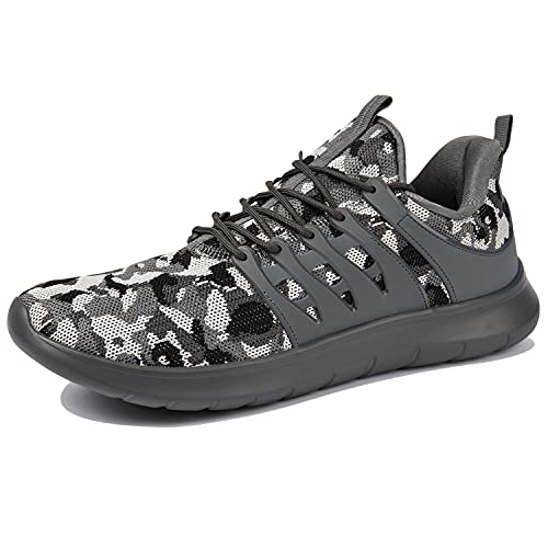 Newdenber Men's Lightweight Sneakers Comfortable Breathable Athletic Walking Running Tennis Shoes Camo Grey Size 10 #TOP24