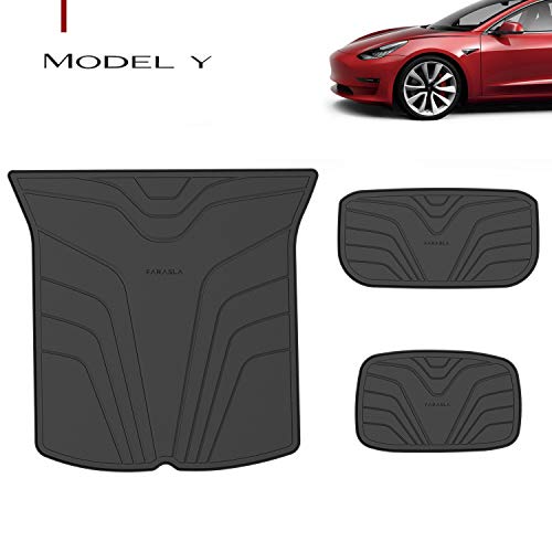 Farasla All Weather Cargo Mats for Tesla Model Y - Non-Slip Protective Liners(Set of 3)