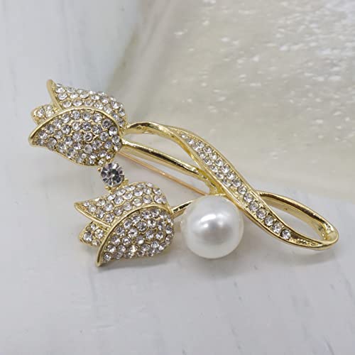 Image of Lavender flower brooch crystal rhinestone tulip brooch elegant accessories jewelry women brooches and pins fashion jewelry wedding flowers lapel pin