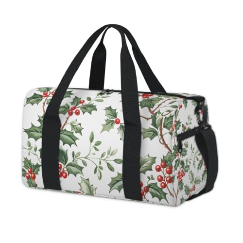 ADECORIVY Christmas Holly Berry Travel Duffle Bag