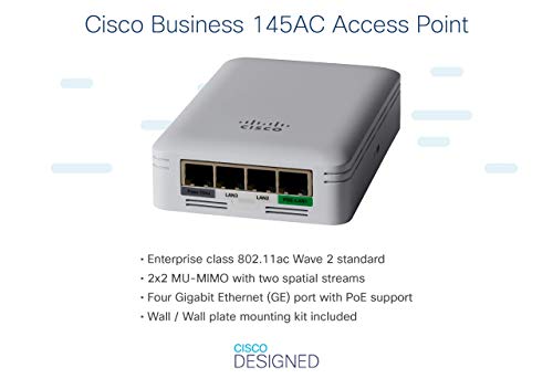 Image of Cisco Business 145AC Wi-Fi Access Point | 802.11ac | 2x2 | 4 GbE Ports | PoE | Wall Plate | Limited Lifetime Protection (CBW145AC-D)