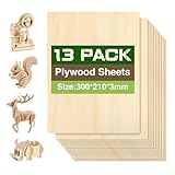 lompyeu Sperrholzplatte 3mm, A4 300x210mm 13 Stück...