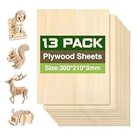 Sperrholzplatte 3mm, A4 300x210mm 13 Stück Holzbrettchen, Holz Holzplatte Leimholzplatte Wood Bastelholz für Schnitzholz, DIY Bastelarbeiten, Holzzuschnitte, Modellbau