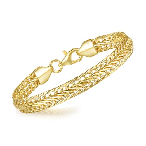 14K Gold Bracelets for Women Gold Chain Bracelet Shine Bright Men Gold Bracelet Foxtail Chain Design Love Bracelet (6.5 in- 9 in)