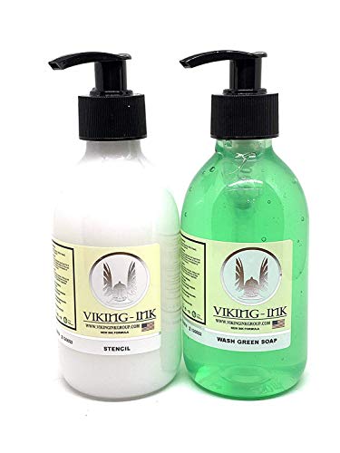 KIT WASH GREEN SOAP 8 OZ Y STENCIL 8OZ VIKING INK