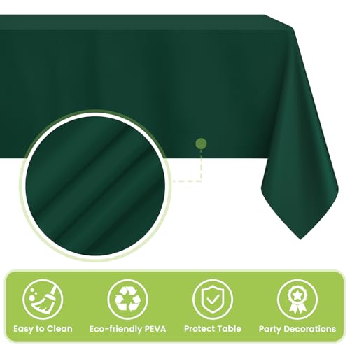 Image of Mulbozy 4 Pcs Dark Green Plastic Table Cloth Disposable, 54 x108 Inch