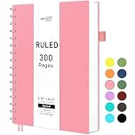 RETTACY A5 Notebook, Notepad, Wirebound Spiral Notebooks 300Pages /150 Sheets for Writing,100gsm College-Ruled Paper, Flexible Plastic Cover, for Women Men Work Office School,14.5 x 21cm - Pink