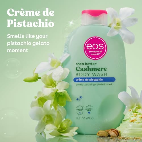 Image of eos Cashmere Body Wash - Creme de Pistachio, Moisturizing Body Wash, Creamy Gel Formula, with Shea Butter, Glycerin, Vitamin E, pH Balanced, Sensitive Skin, Vegan, 16 fl oz