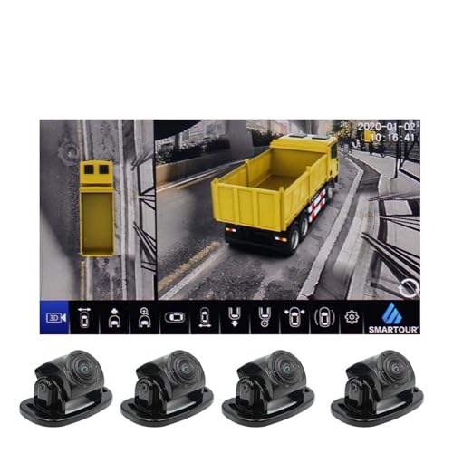 3D 360 Degree Car Multi-Angle Truck Rear View Camera 4CH DVR SVM Bird Eye Surround View Parking System AHD for RV Bus Van(None)