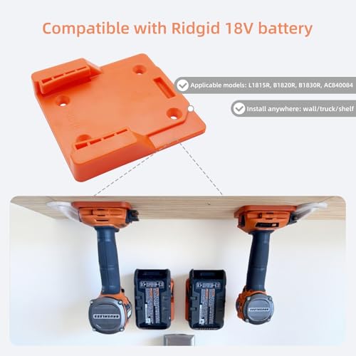 Support de batterie Ridgid 18V à fixation murale stable avec 32 vis incluses - 4