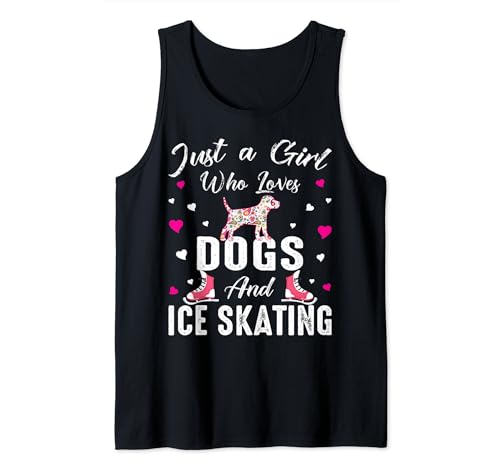 Just A Girl Who Loves Dogs And Ice Skating Patinaje Chica Camiseta sin Mangas