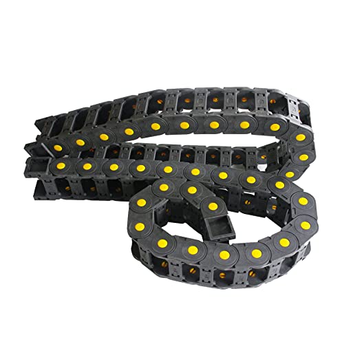 ANWOK 2PCS Black Plastic Cable Wire Carrier Drag Chain R55 25mmx50mm (Inner HxInner W) Cable Carrier Chain 1M Length for CNC - Bridge Type (Can be Opened), R55 25mmx77mm