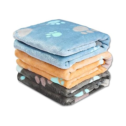 Yizhi Miaow 1 Pack 3 Colors 23" x 18" Small Blanket Soft Warm Fleece Throw Blanket Pet Kitten Blanket Fleece Puppy Blanket Cushion Ultra Light Comfortable Soft Warm Sleep Mat Paw Cover