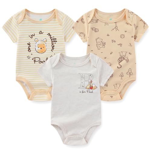 Disney Winnie the Pooh Baby Boys 3 Pack Bodysuit for Newborn and Infant