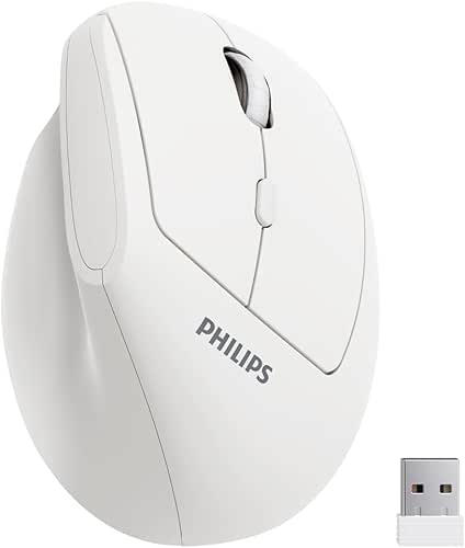 PHILIPS Ergonomic Mouse - Vertical Mouse with 800/1200/1600 Adjustable DPI,