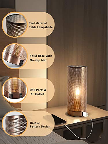 Touch Control Table Lamp, Lamp For Bedroom Set Of 2, 3 Way Dimmable Bedside Desk Lamp With Dual Usb Ports, Nightstand Lamp For Bedroom Living Room, Modern Office Lamp, Living Room, 2 Pack (Red Bronze) #TOP5