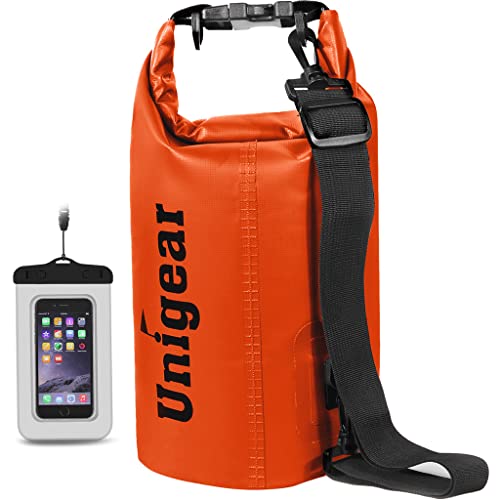 Unigear Dry Bag 2L/5L/10L/20L/30L/40L Waterproof Dry Sack Roll Top with Phone Case and Long Adjustable Shoulder Strap for Boating/Kayaking/Fishing/Rafting/Swimming/Camping/Snowboarding