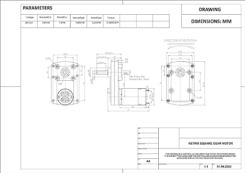 Image of Techtonics 12V DC Square Gear /Geared Motor 150 RPM - High Torque