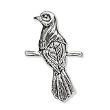 Antique Pewter Mocking Bird Pin G031