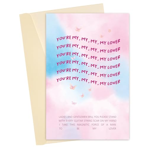 Heyshoo Romantic You Are My Lover Card, Sweet Taylor Song Anniversary Card for Him Her, Lover Lyric Valentines Day Card