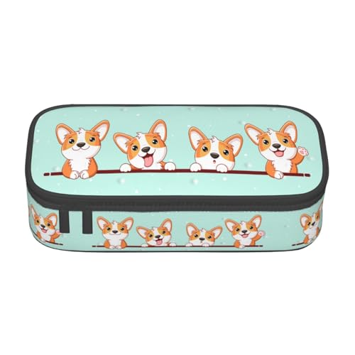 Image of Cute Kawaii Dog Large Pencil Case, Pencil Pouch With Zipper Compartments Stationery Pencil Bag For Kids Teens Students School Supplies