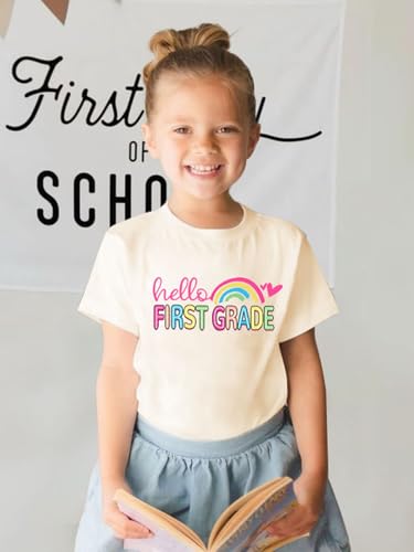 Image of First Day of School Shirt Girls Boys Preschool to 5th Grade Tshirt Kids Back to School Graphic Tee Tops