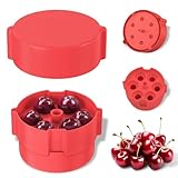 Cherry Pitter - Multiple Cherries Seed Remover, Labor-Saving Push Down Cherry Pitter Tool Pit Remover (Red)