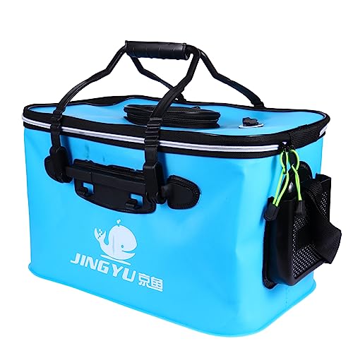 UPKOCH Cubo De Pescado Artes De Pesca Cubo De Pesca Impermeable Plegable Cubo De Camping Cubo De Pesca Engrosado Pequeño Cebo Largo Balde Manejar Cubo De Pesca Con Cremallera Eva Blue