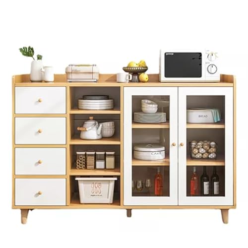 Cocina, YSDR Aparador, 120 x 35 x 90 cm Gabinete de Almacenamiento para Cocina, con 4 Cajones y 2 Puertas, Mueble Aparador para Sala de Estar, Comedor, Oficina...