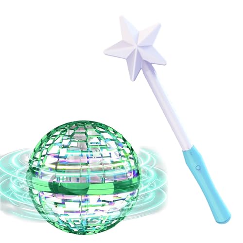 Image of ATHLERIA Green Flying Orb Ball with Wand,Cool Stuff Gadgets Christmas Birthday Gifts Toys for Boy Girl Teens 6 7 8 9 10+ Year Old, Hover Boomerang Mini Drones for Kids,Flying Spinner