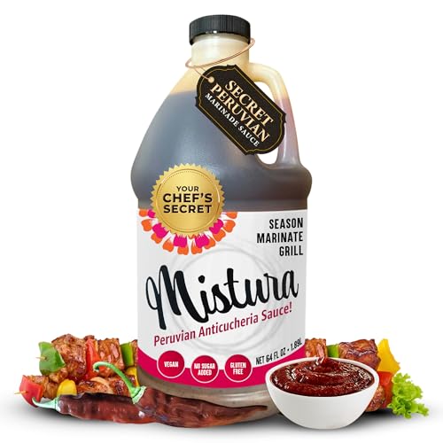Image of Mistura Peruvian Aji Marinade - Anticucheria 64oz, 1 /2 Gallon | Authentic Peruvian aji marinade sauce - traditional anticucheria grilling seasoning for chicken, carne asada, fish & beef