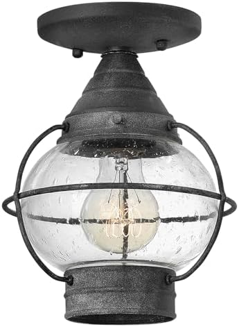 Hinkley Cape Cod 2203DZ Extra Small Outdoor Convertible Light Fixture, Flush Mount or Pendant, Even or Sloped Ceilings, Aged Zinc