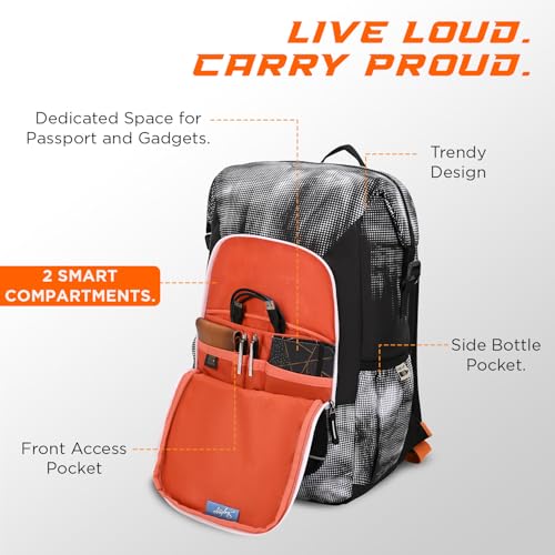 Image of Skybags Yolo 01 Casual Backpack 35L With Laptop Compartment for Men & Women With Padded Back & Shoulder Strap (Pixel Black)