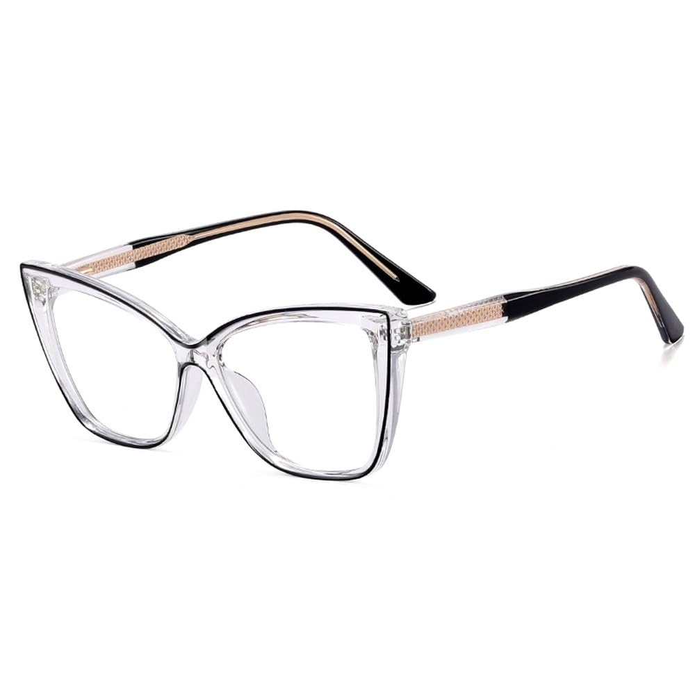 okulary moda damska przezroczyste soczewki kocie okulary oprawka damskie czarne przezroczyste octan