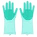 Produktbild Silikon-Spülhandschuhe, Wiederverwendbare Amytrade-Reinigungsbürste Hitzebeständiger Gummi-Handschuh Zum Spülen, Reinigen, Küche, Haushalt, Tierhaarpflege (green)
