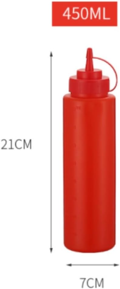Squeeze Bottle Sauce Vinegar Oil Ketchup Kitchen Accessories Gravy Boat Plastic Condiment Dispenser Squeeze Bottle Dinnerware(Red,450ml)