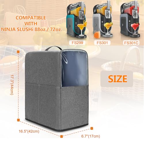 YARWO Slushie Machine Dust Cover compatible with Ninja Professional Frozen Drink Maker, Protective Cover with Clear Window & Multi-Pocket Design for FS301C/FS301/FS299 Home Smoothie Maker - Image 2