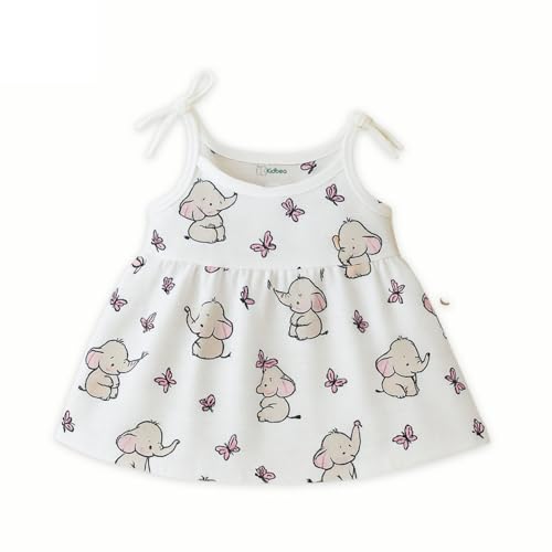 Image of Kidbea Cotton Baby Dress for Girls | Soft Sleeveless Summer Dress for Girl | Cute Printed Newborn Baby Muslin Frocks with Tie-Up Closure