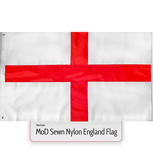MoD England Flag Sewn Nylon Fabric Large St Georges Cross 5ft x 3ft Heavy Duty Waterproof With Eyelets