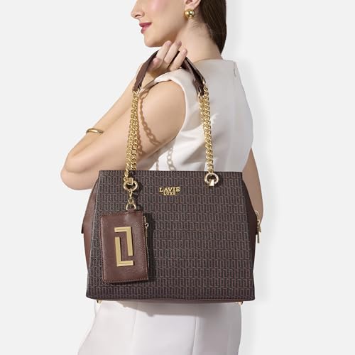 Image of Lavie Luxe Women's Monogram Ashley Satchel Bag | Satchel Handbag For Work | Ladies Purse | Stylish Shoulder Bag | Gift For Women