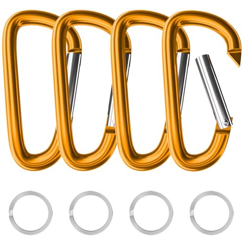 Image of sprookber 4 inch & 5 inch Extra Large Aluminum Carabiner D Ring, Caribeener Clips, Spring Snap Hook for Keychain Clip, Set of 4