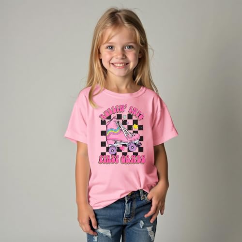 Image of SOFEON First Day of School Shirt for Girls Rollin' Into 1st /2nd /3rd Grade T-Shirt Back to School Skating Graphic Tees Tops