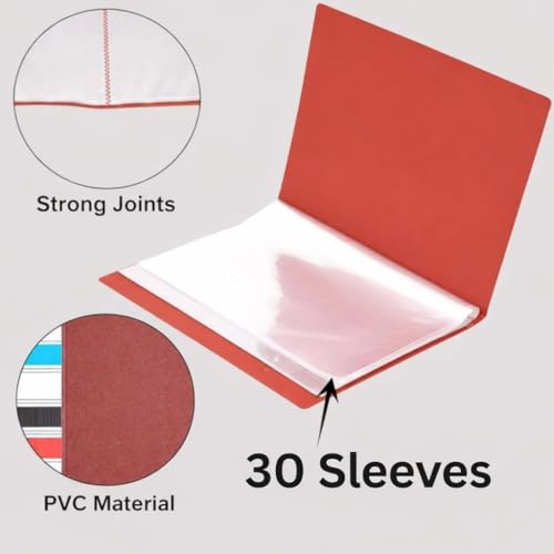 Image of TULMAN 2 Pack 30 Pockets A4 Size Presentation Display Book Folder File Binders for Documents with Plastic Clear Sleeves Document Organizer for School, Office & Personal Use (Assorted Color)