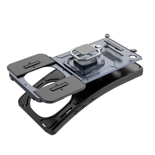 Image of TPU+PC Camshield Pro Case With Slide Camera Protection And Ring Stand Bumper Back Case Cover For Mi Redmi Note 14 Pro 5G (Black)